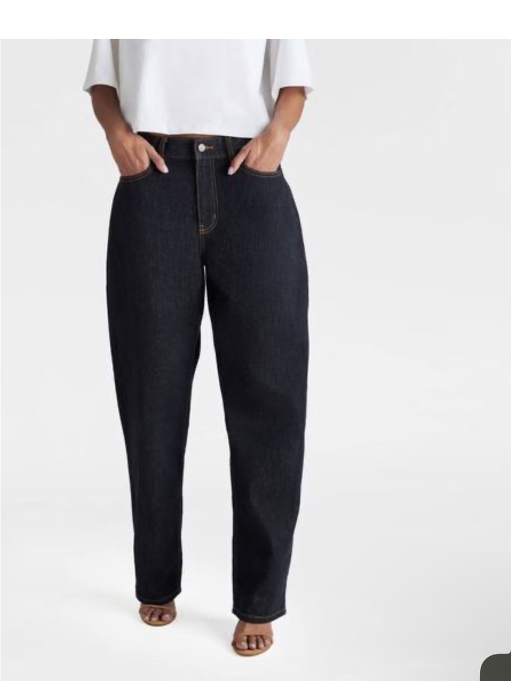 KBB by Khalana Women’s Dark Indigo Denim Jeans Barrell Leg - Picture 4 of 6